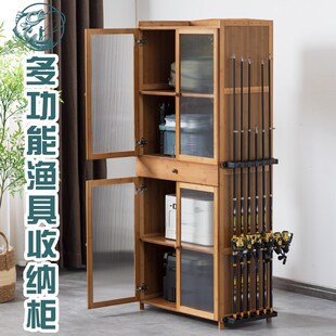 渔具店多功能鱼竿架展示架家用鱼竿收纳柜路亚竿手竿带抽屉鱼竿柜