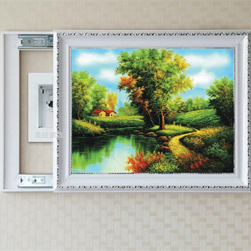 电表箱遮挡推拉画配电箱餐厅现代简约挂画欧式壁画客厅有框装饰画