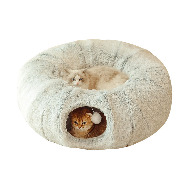 领养之家/冬季猫窝猫隧道圆长毛绒保暖宠物窝可折叠猫通道窝狗窝