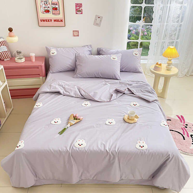 A类紫色纯棉小兔夏凉被婴童夏季全棉空调被亲肤可机洗薄被子床品4