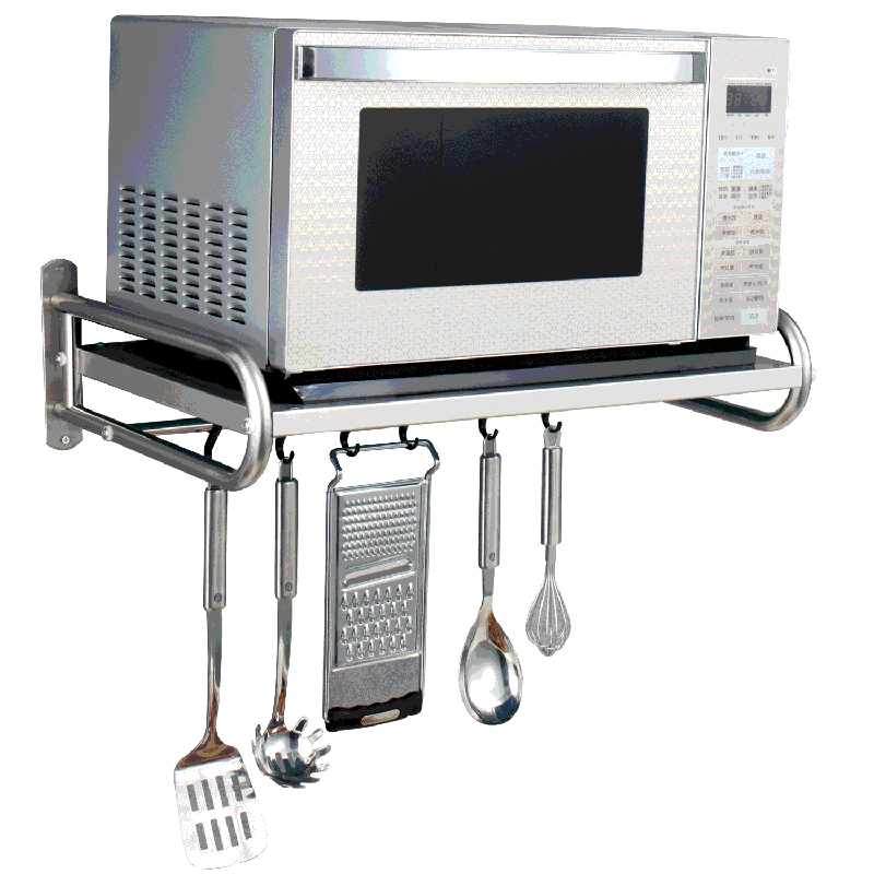 免打孔304不锈钢厨房微波炉架子置物架壁挂式挂墙上烤箱挂架支架