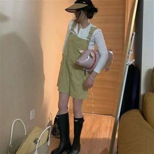雨鞋 时尚 新款 女款 防水马丁靴长筒套 外穿防水防滑网红水鞋 高筒水鞋