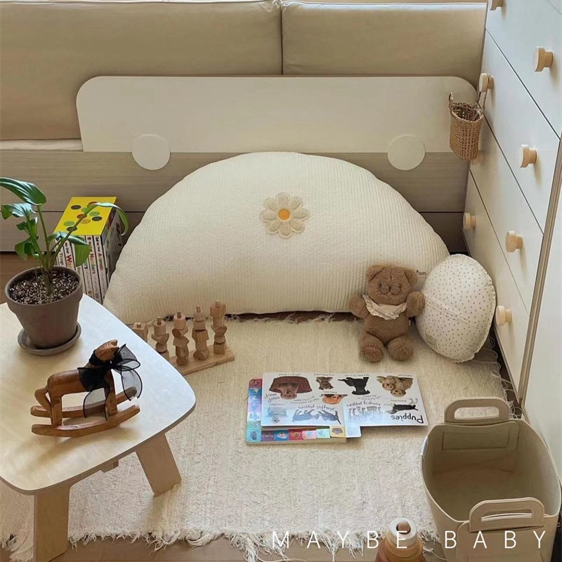 韩国ins儿童床头靠枕可爱卡通刺绣软包可拆洗靠背榻榻米超软抱枕