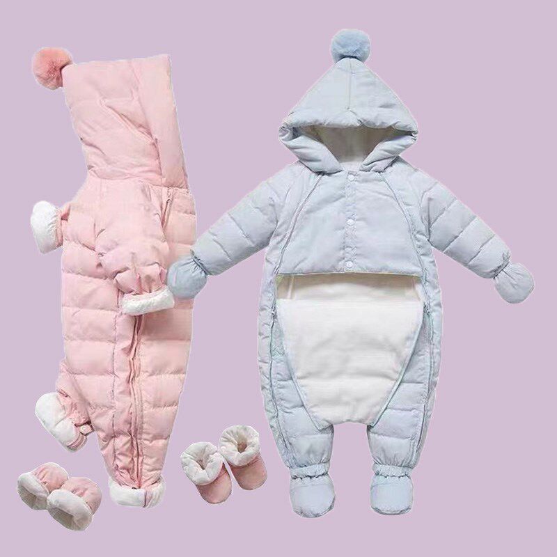 婴幼儿连体衣冬装加厚保暖加绒加厚外出J抱衣男女宝宝羽绒服新生