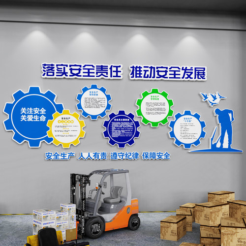 企业工厂车间f文化墙安全生产励志墙贴仓库6s管理宣传标语背景贴