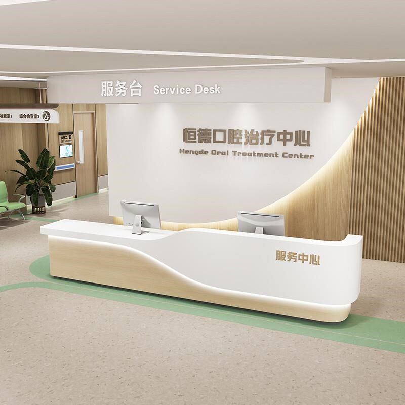 前台接待台办公电脑桌收银台店铺公司烤漆前台吧台柜台导医台定制