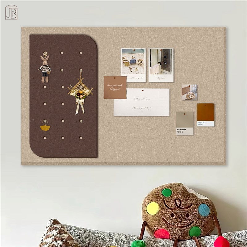毛毡洞洞板免打孔入户玄关留言板墙面收纳书桌置物架墙上展示架