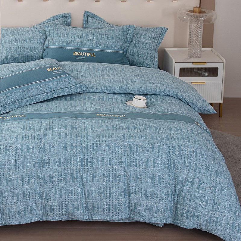 新款纯棉加厚磨毛四件套网红单件家用床上用品纯色全棉被套罩床单