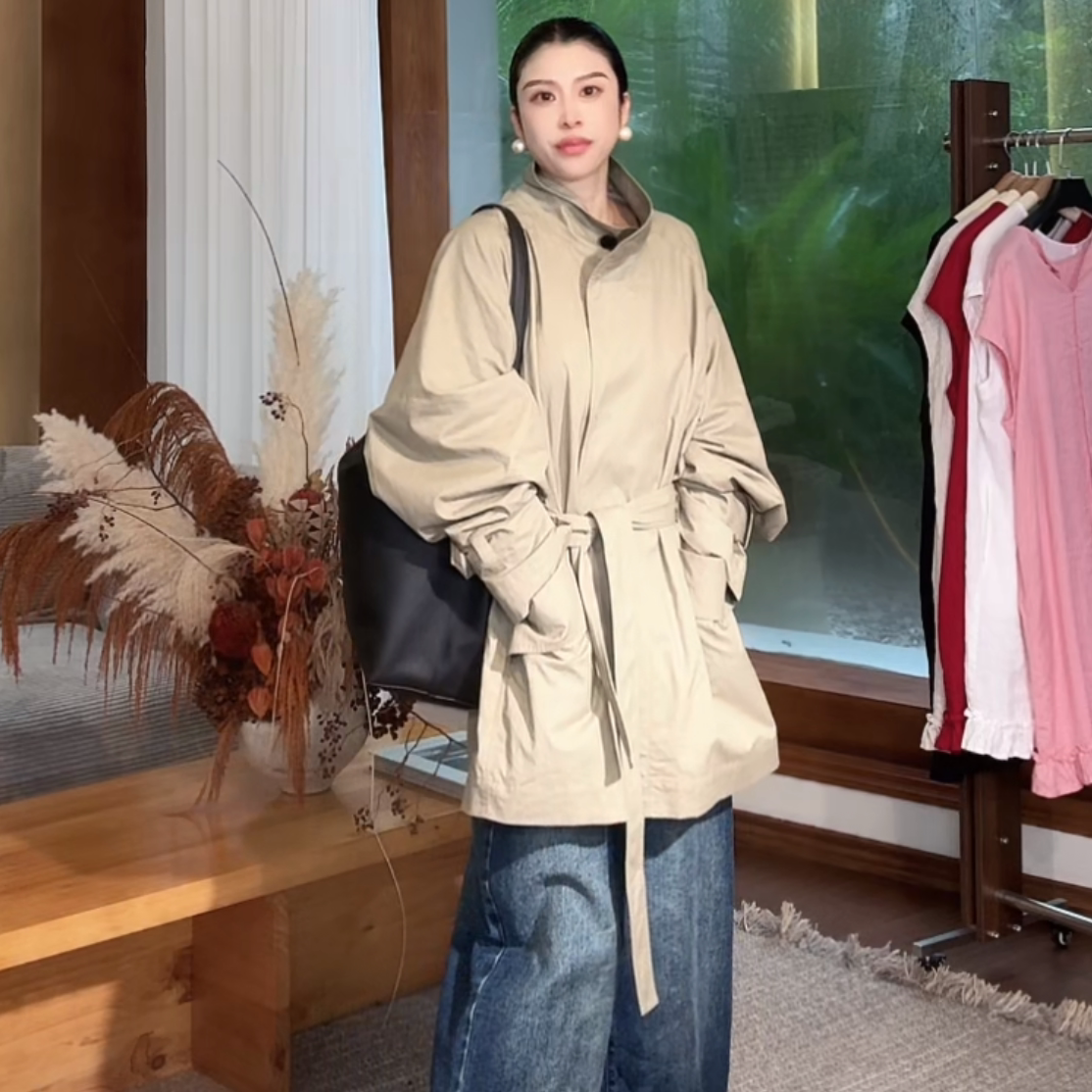 左小七-现货【秋栗子扩版中长款风衣】2026秋新款高气质时尚风衣