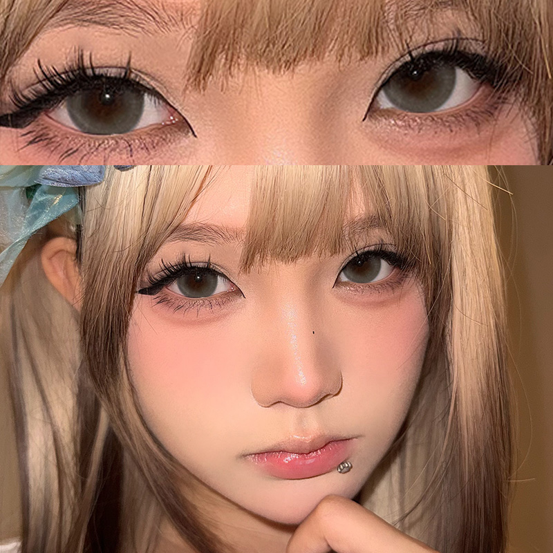 眸可半年抛美瞳水润正品大小直径日常自然感彩色隐形眼镜旗舰店F