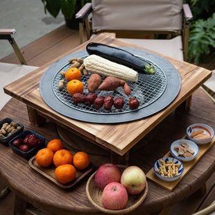 农村围炉桌围炉煮茶烤火炉火盆炭炉冬日围炉煮茶桌烤火盆大号取暖