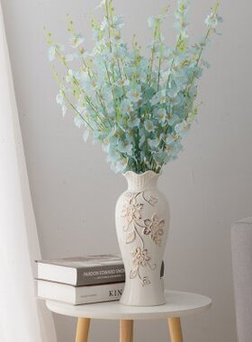 45CM陶瓷花瓶 手工描金落地花瓶 白色简约现代装饰花器 可装水