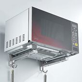 折叠微波炉架不锈钢304加厚烤箱架支架伸缩收纳置物架壁挂钩托架