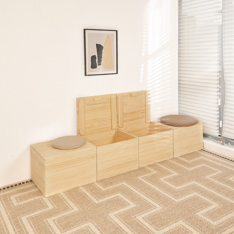 定制榻榻米木箱子储物箱拼床可坐长方形收K纳箱实木飘窗加宽拼接