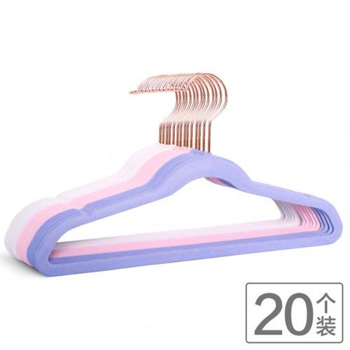 35cm儿童玫瑰金钩植绒衣架天鹅绒小衣架防滑无痕衣橱专用衣挂撑子