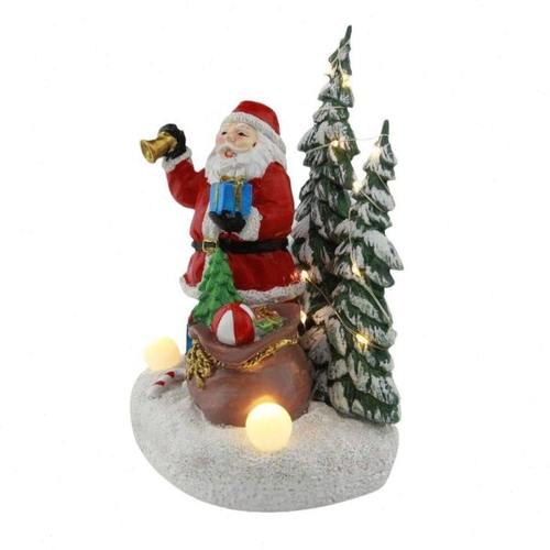 圣诞老人发光摆件树脂工艺品圣诞节创意礼物(需自备干电池)