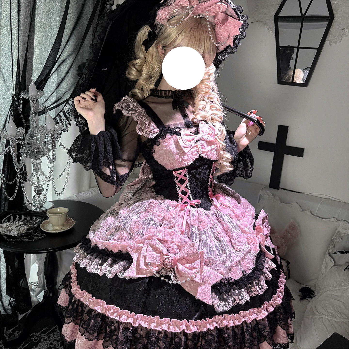 【蔷薇姬】洛丽塔原创设计暗黑系Lolita日常洋装jsk吊带连衣裙夏