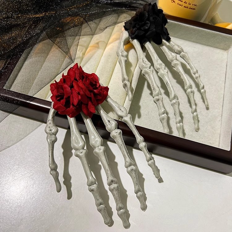 恐怖骷髅手书架夹子万圣节创意边夹装饰夹照片备忘录氛围桌面摆件