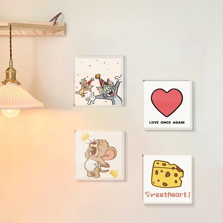 猫和老鼠墙贴自粘防水防潮家用创意墙面遮丑装饰亚克力瓷砖美化贴