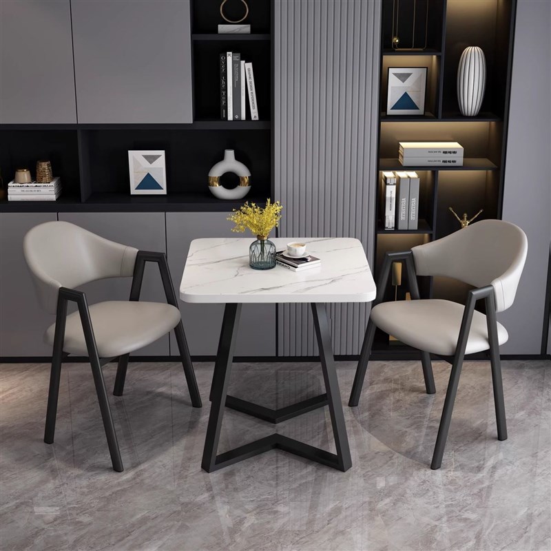 简约一桌二椅休闲阳台小方桌接待洽D谈桌椅组合网红店铺会客茶桌