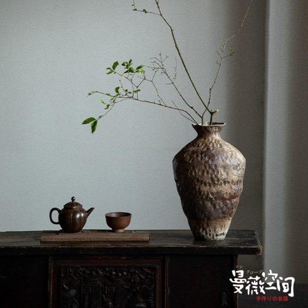民宿酒店侘寂风禅意摆件陶瓷花瓶粗陶瓶插花复古怀旧手工花器装饰,家居饰品,花瓶,淘宝优惠券,粉丝福利购,淘宝优惠卷
