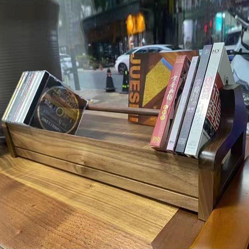 实木CD架贵族爵士桌面碟t片收纳架座卡带怀旧唱片架桌面CD架落地