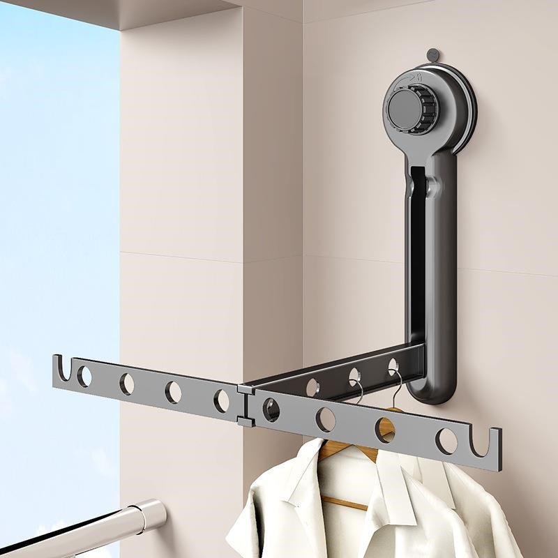 吸盘晾衣杆便携式壁挂折叠隐形伸缩晾衣架家用P室内阳台免打孔晾