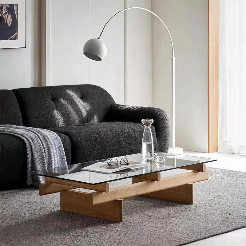 极简实木玻d璃茶几客厅家用钢化玻璃茶台玻璃茶几桌矮桌休闲咖啡