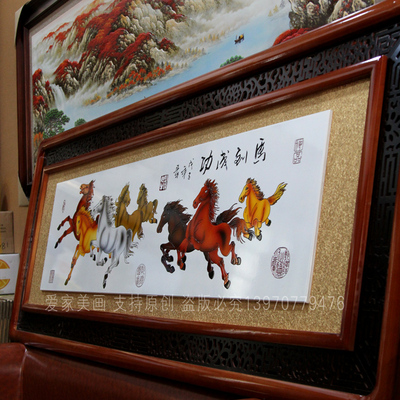 22格木刻迎客松客厅山水画招财建房乔迁贺匾公司饭店业牌匾