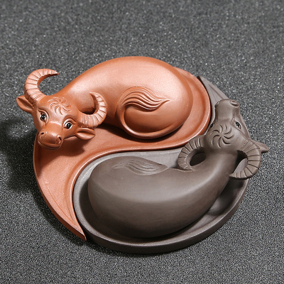 紫砂牛转乾坤茶宠牛气冲天茶虫貔貅茶室茶盘装饰品