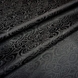 老花纹古典纯黑色祥云纹织锦缎布料 中国式丝绸古香缎子云锦面料