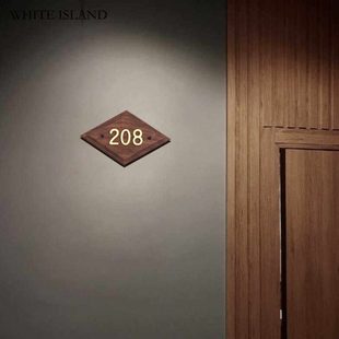 黄铜数字门牌号 高档实木入户家用号码牌公寓酒店包厢房间号门牌