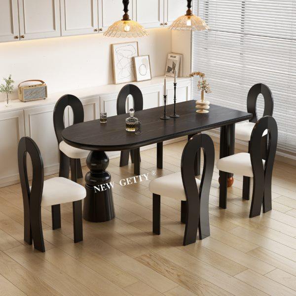 法式岩板餐桌大小户型客厅家用轻奢椭圆饭桌奶油风实木餐桌椅组合,住宅家具,岩板餐桌,淘宝优惠券,粉丝福利购,淘宝优惠卷