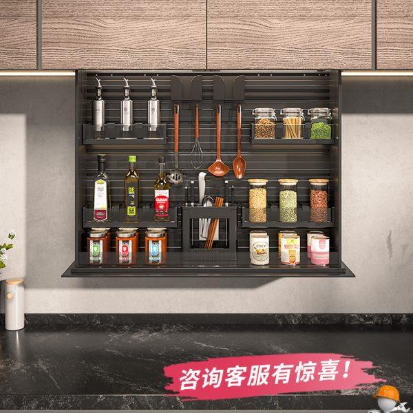 厨房声控下拉电动智能升降拉篮全铝吊柜自动调味拉篮橱柜,家装主材,智能拉篮,淘宝优惠券,粉丝福利购,淘宝优惠卷