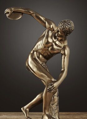 仿铜人物雕塑摆件掷铁饼艺术品办公室装饰品书桌摆设开业礼品礼物