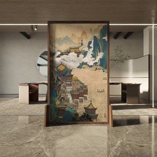 座屏 东方美学屏风隔断客厅玄关实木移动定制茶室酒店入户古典中式