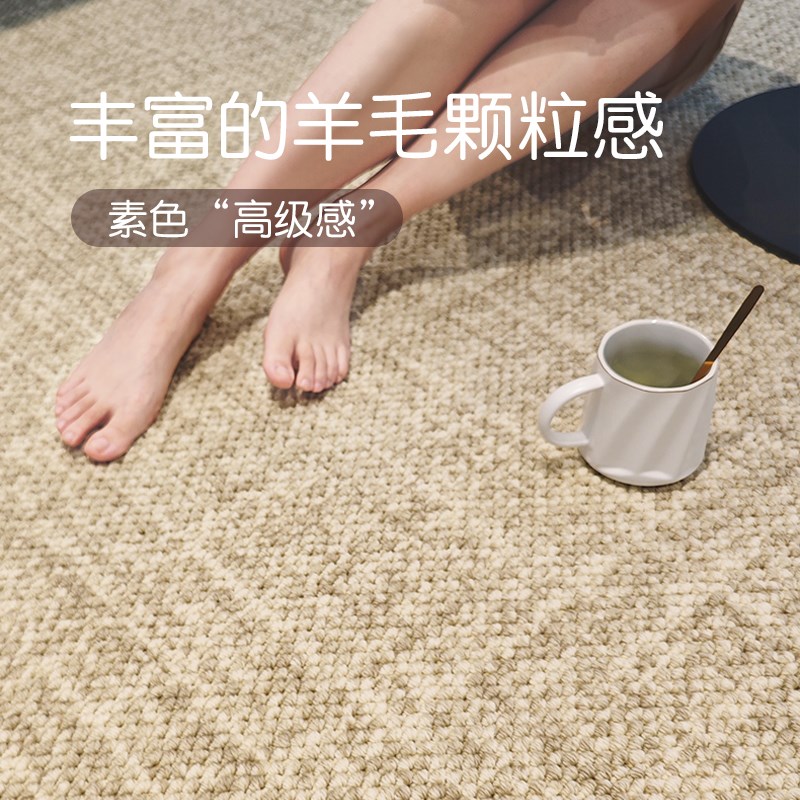 新西兰进口羊毛地毯客厅轻奢侘寂法式卧室沙发毯茶几垫简约奶油风