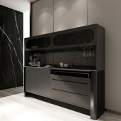 意式 极简实木餐边柜酒柜一体靠墙多功能厨房储物柜轻奢带门高柜