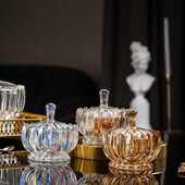 过年糖果罐大容量家用客厅带盖水果盘水晶收纳罐玻璃储物罐糖果盒