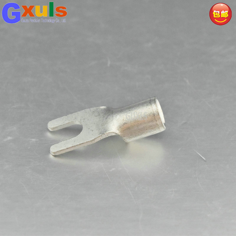 SNB8-4紫铜叉l形裸端头 接线端子冷压铜端子 UT接线鼻叉型线耳