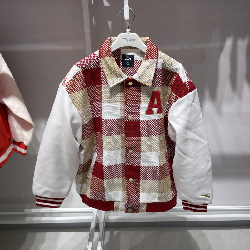 安踏男童夹克外套2025秋季翻领梭织棉服运动上衣352517602B