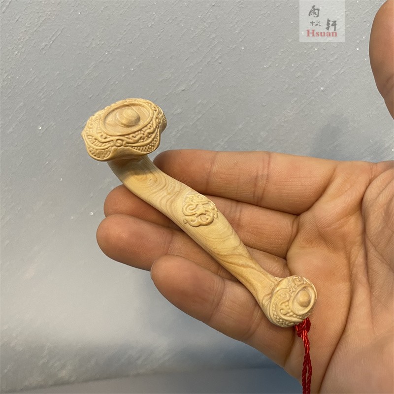 小叶黄杨木雕刻中式摆件挂件万事如意手把件家居装饰工艺礼品摆设