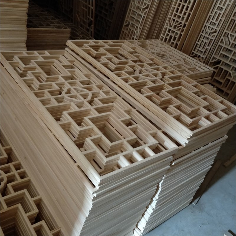 实木花格镂空中式仿古门窗背景隔断木花窗装饰 格栅窗棂东阳木雕