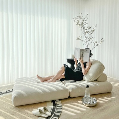 麻薯豆腐块懒人布艺沙发小户型客厅单人榻榻米模块组合拆洗沙发床