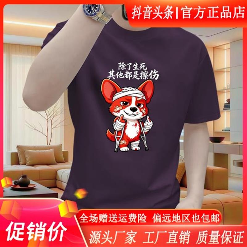 纯棉男士短袖T恤潮流重磅圆领夏季潮牌半袖休闲百搭青年上衣体恤