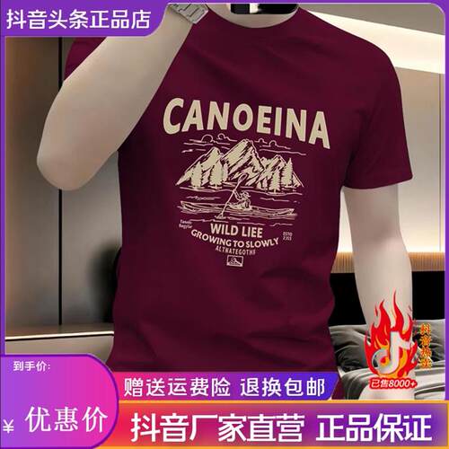 衣凡欧品专柜轻奢短袖透气夏季圆领休闲百搭T恤重磅男士时尚印花