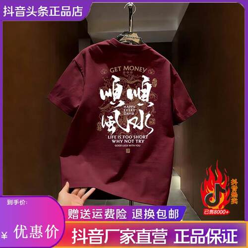 师凯服饰Amphelisia夏季新款复古短袖T恤男2026圆领字母印花短袖