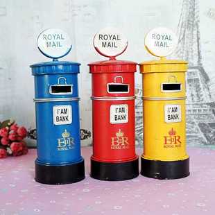 做旧工艺 手绘铁皮邮筒 7239三色 伦敦街头邮筒 zakka杂货