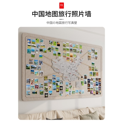 地图旅行照片墙毛毡板全国