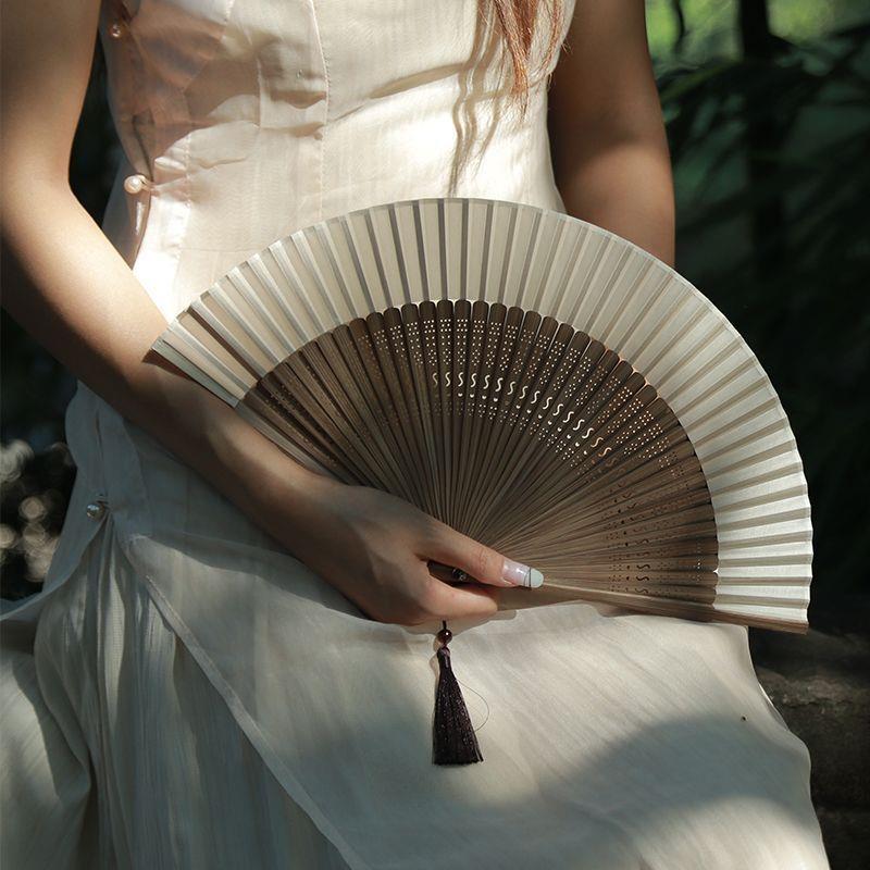 追师同款扇子折扇中国风古风新中式小巧扇骨大复古典镂空扇子古风